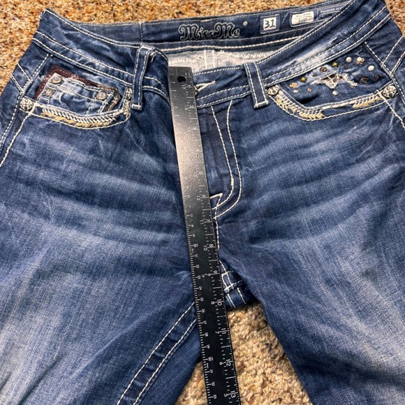 Miss Me Womens Mid Rise Bootcut Jeans MP8518B Dark Wash Embellished Size 31x34 - Picture 10 of 10